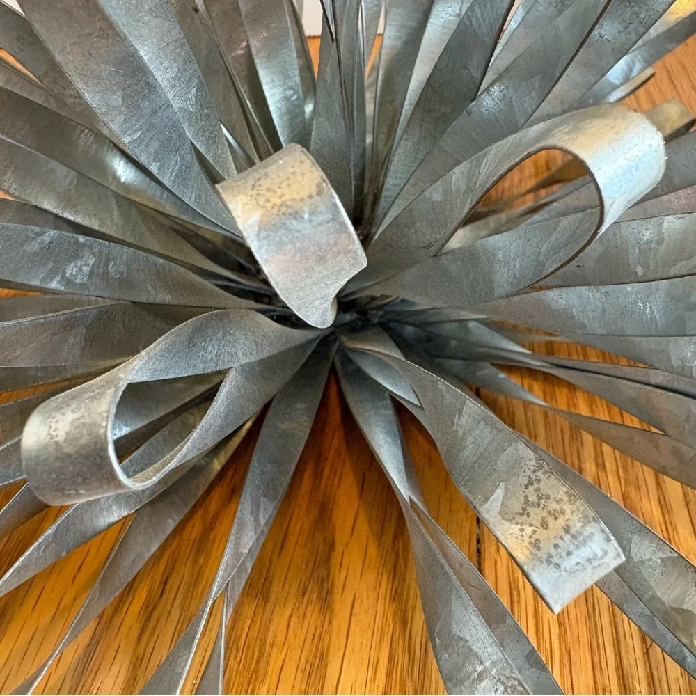 Industrial Modern Metal Wall Sculptures Pair Silver Burst Flower Art Decor 12” - Picture 5 of 12